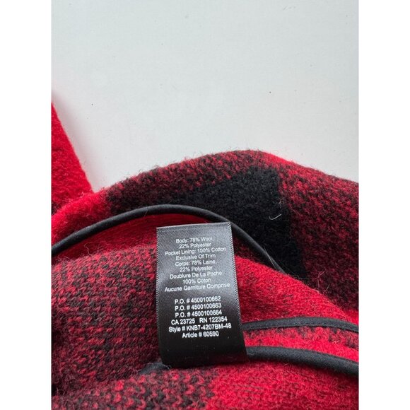 Aritzia WILFRED FREE Off Duty Red Black Check Wool Blend Cocoon Coat, Size S - Picture 11 of 16